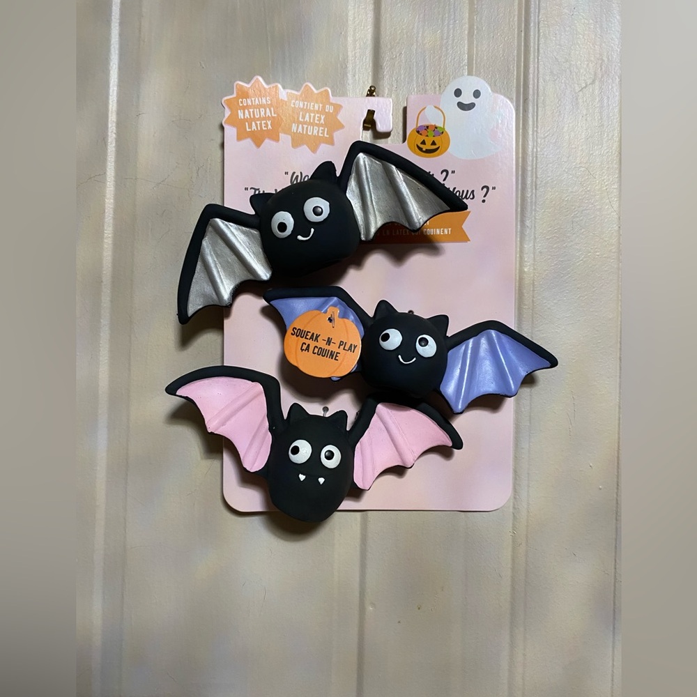 FRINGE Halloween BAT  Set of 3 Latex Dog TOYS NEW With Squeaker